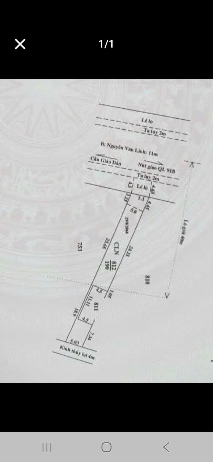 Bán đất thổ cư 540m² mặt tiền QL91B Nguyễn Văn Linh, Ô Môn, Cần Thơ - Giá 1.8 tỷ thương lượng!