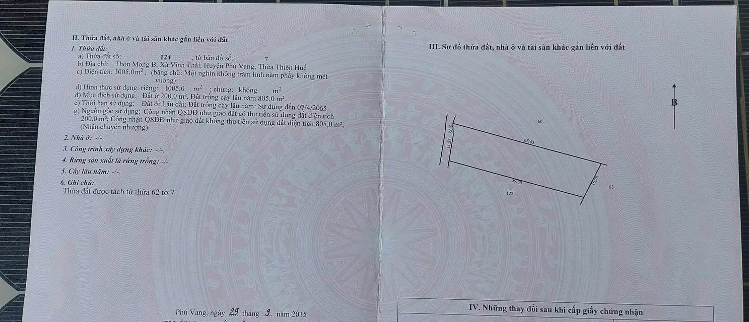 Đất nền Vinh Thái 1000m² giá 1.75 tỷ - Phù hợp làm biệt thự vườn!