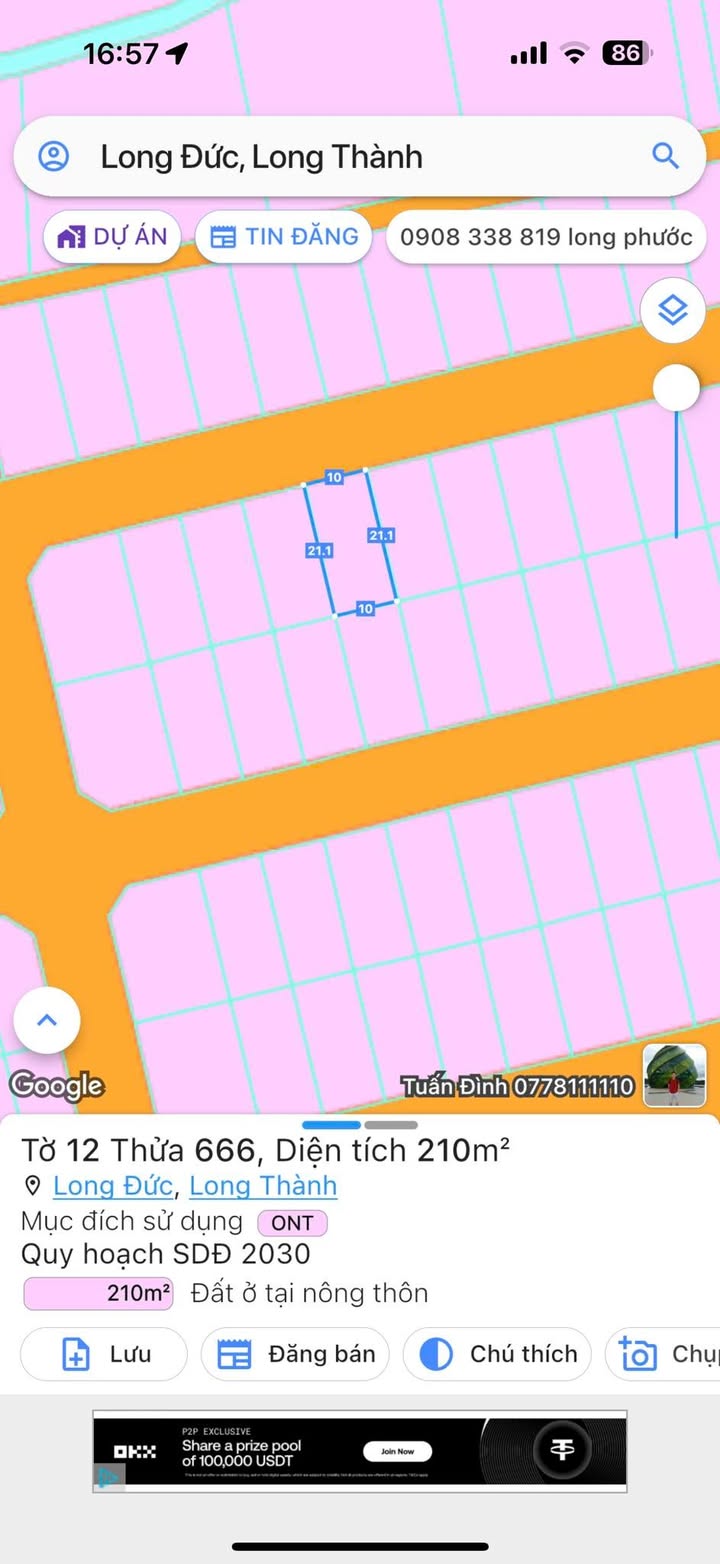 Đất nền Dragon City Long Đức 210m² giá 1 tỷ - Sổ đỏ chính chủ, pháp lý rõ ràng!