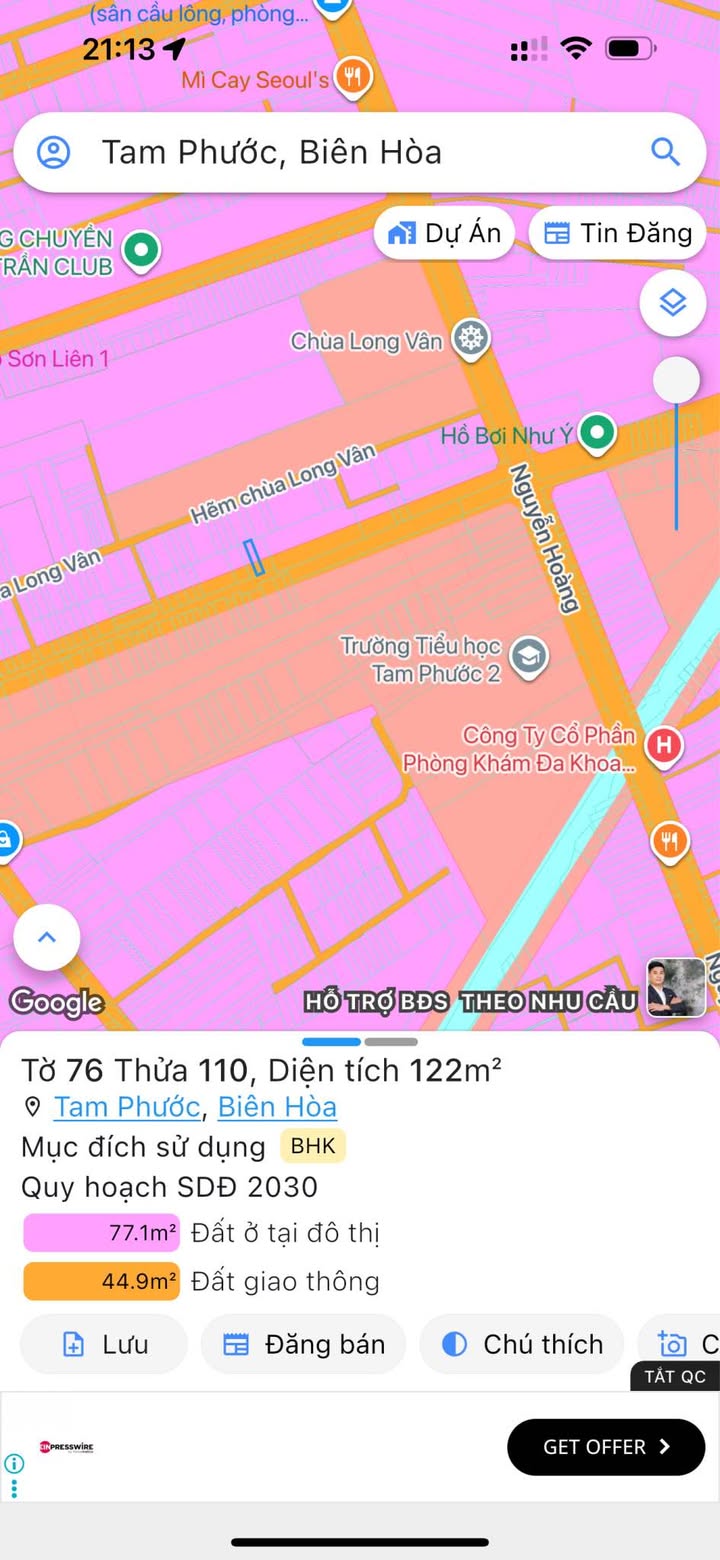 Đất nền Tam Phước Biên Hòa 122m² giá 1.1 tỷ - Vị trí đắc địa gần trường học