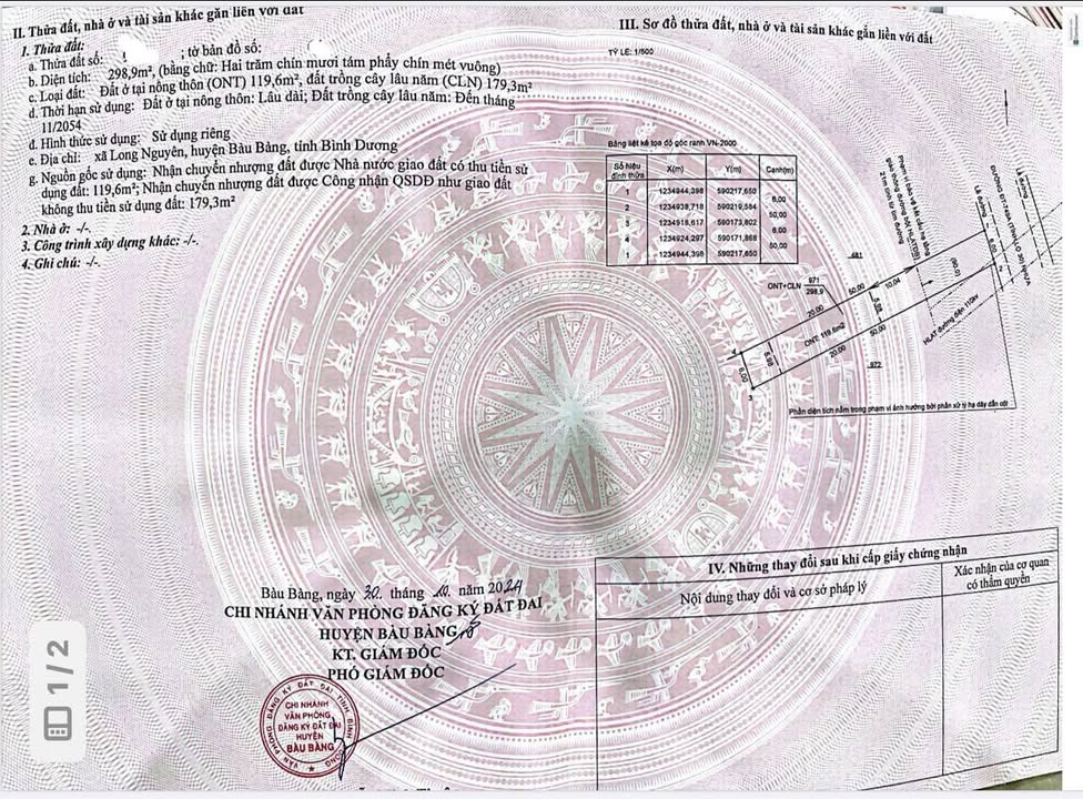 Đất thổ cư Bến Cát 300m² giá 2.4 tỷ - Mặt tiền đường ĐT 748a