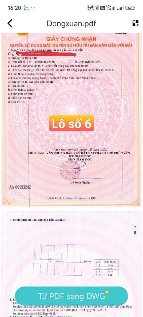 Lô đất Đồng Xuân, Phúc Yên 60.4m² giá chỉ 999 triệu - Cơ hội đầu tư tuyệt vời!