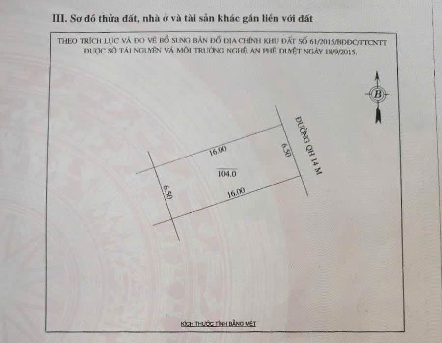 Đất dự án Lotus Nghi Liên 104m² giá 1 tỷ - Cơ hội đầu tư tuyệt vời!