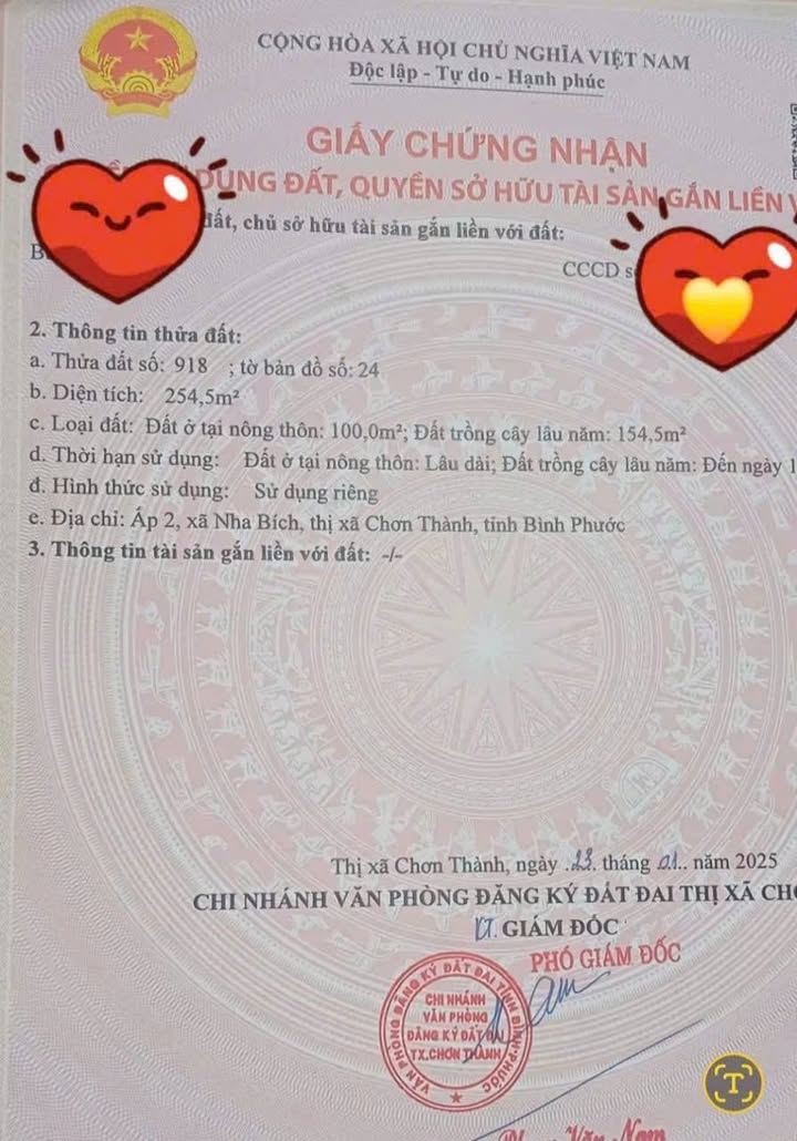 Đất nền xã Nha Bích, Chơn Thành 230m² giá chỉ 500 triệu - Sổ đỏ chính chủ!