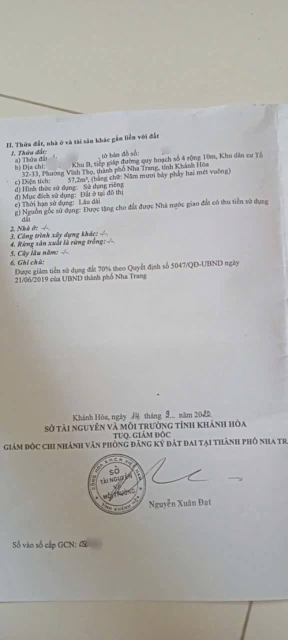 Đất nền sát biển Phạm Văn Đồng, Nha Trang 54.4m² - Cơ hội đầu tư tuyệt vời!