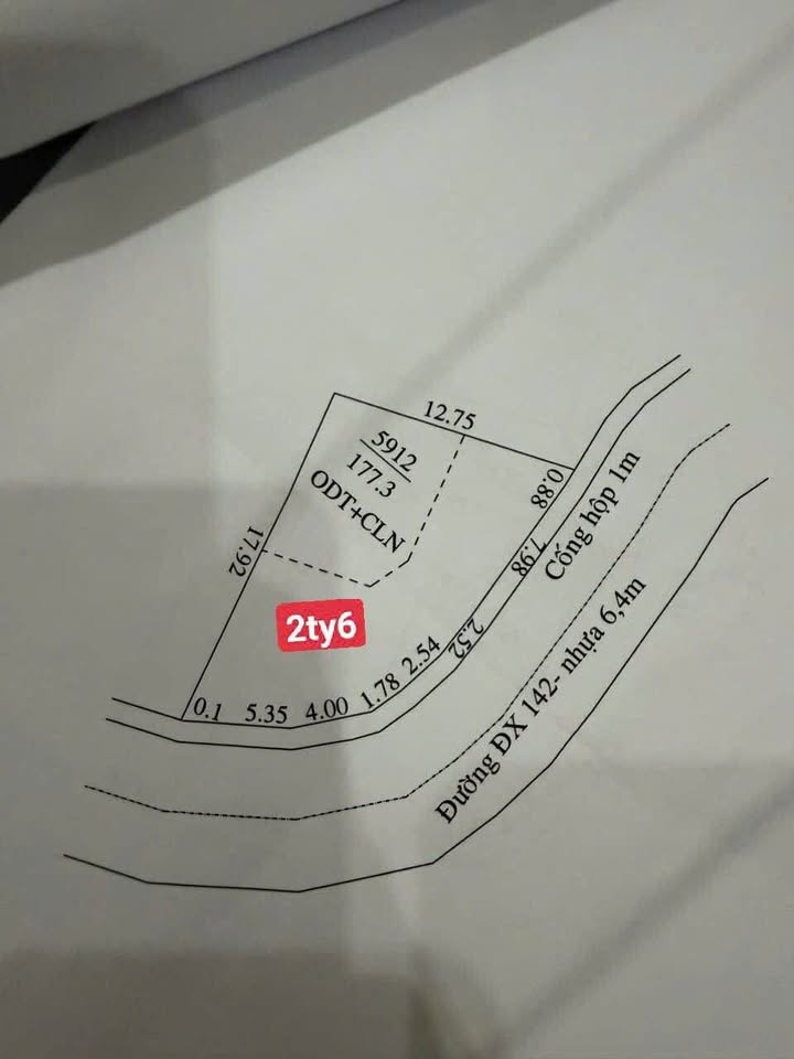 Đất nền Tương Bình Hiệp, Thủ Dầu Một 177m² giá 2.6 tỷ - Lô góc vị trí đắc địa!