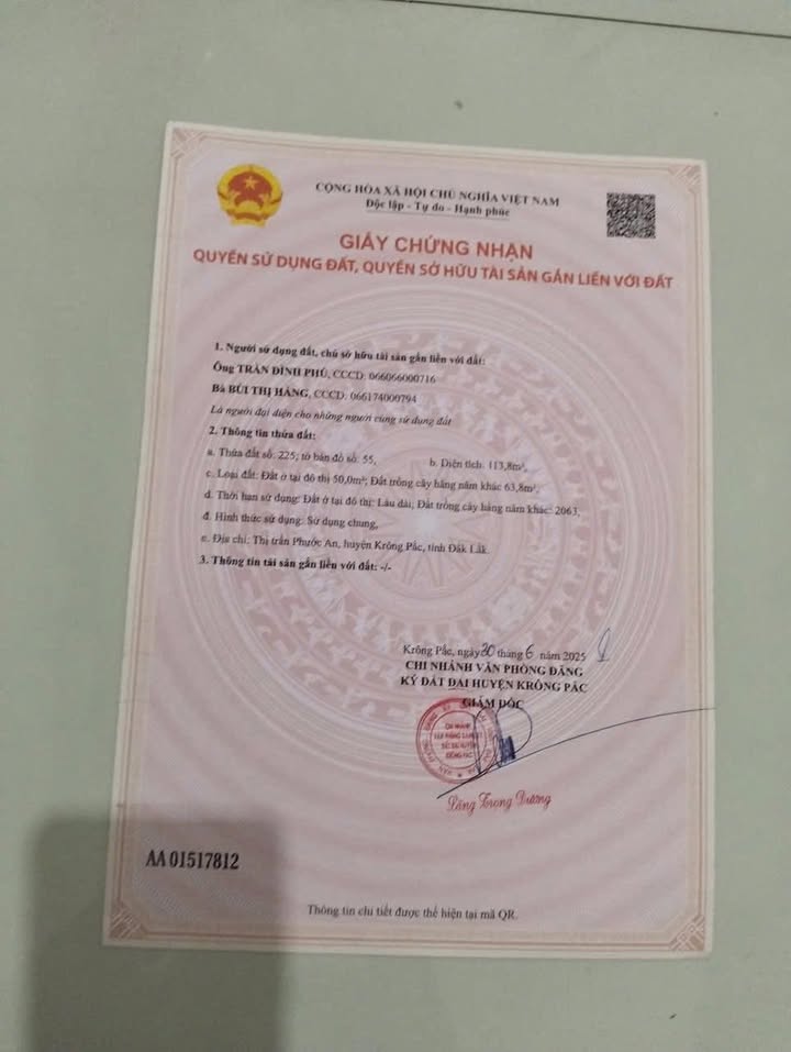 Đất nền chính chủ đường Chu Văn An, Krông Pắc 115m² giá 495 triệu - Cơ hội đầu tư tuyệt vời!