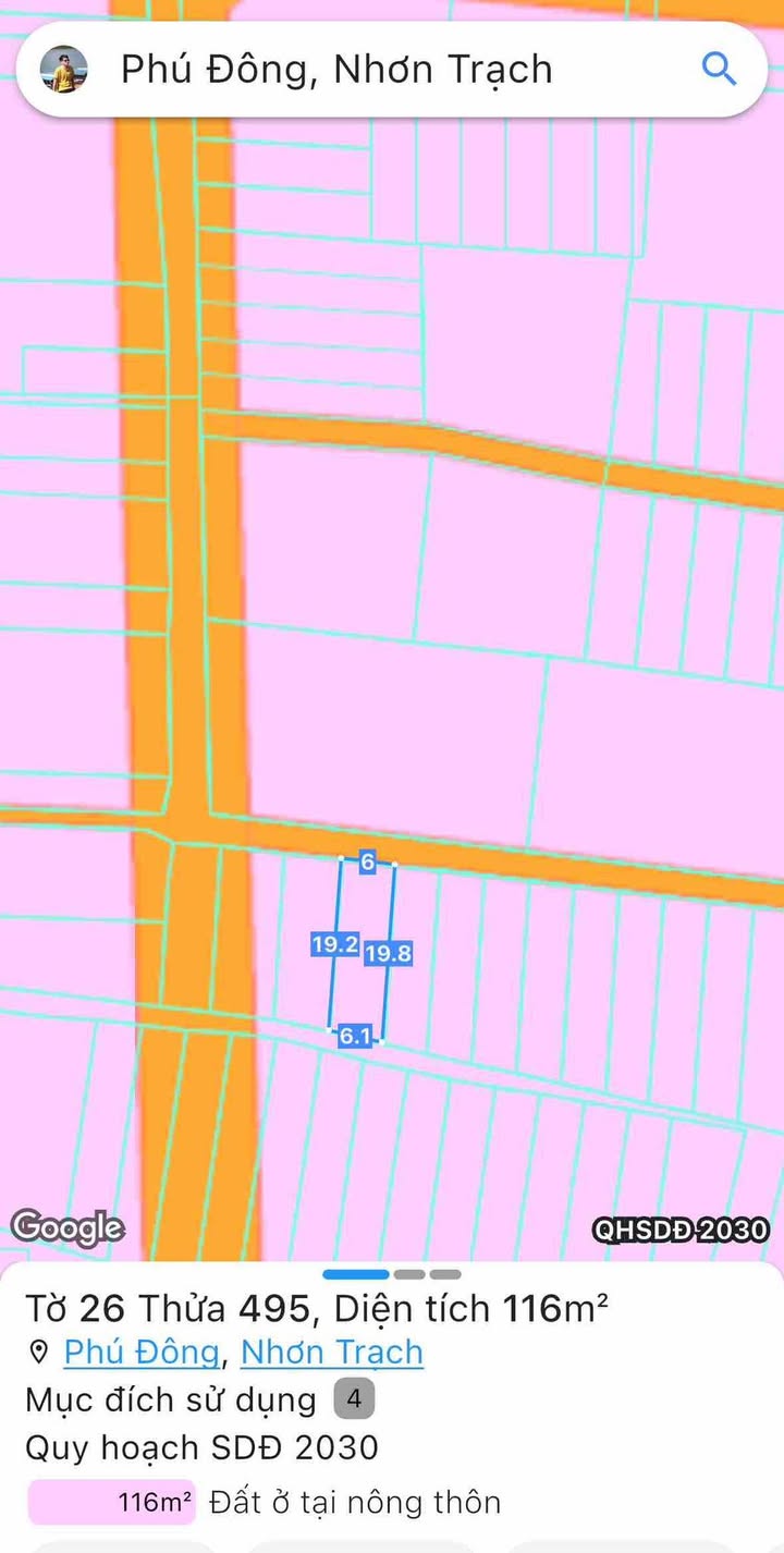 Đất thổ cư 100% Phú Đông 6m ngang giá 2.4 tỷ - Hẻm bê tông ô tô vào tận nơi!