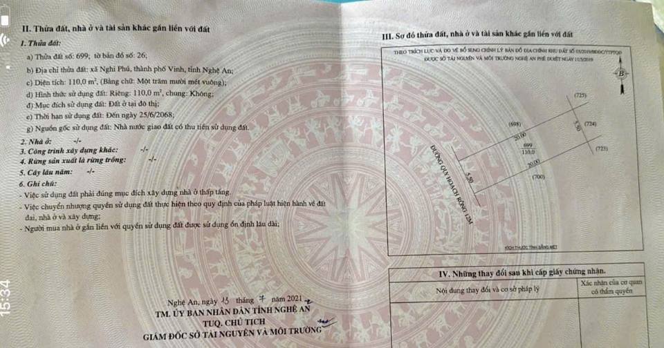 Đất Nghi Phú 110m² giá 4 tỷ - Cơ hội đầu tư tuyệt vời!