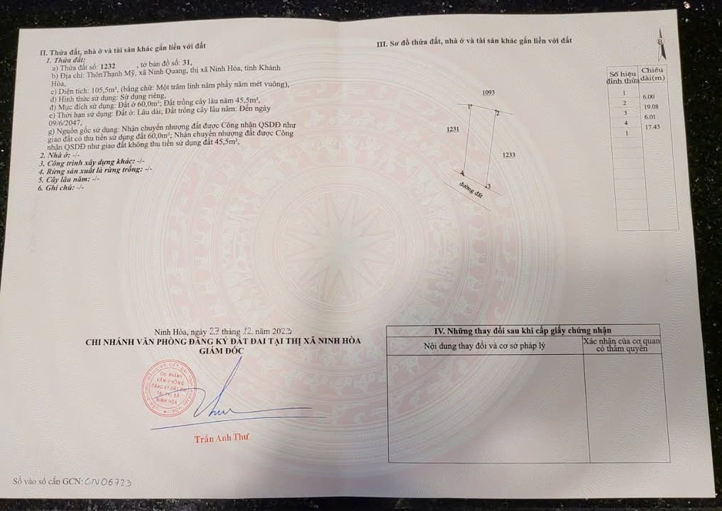 Đất nền Tân Định, Ninh Hòa 105.5m² giá chỉ 400 triệu - Đầu tư sinh lời ngay!