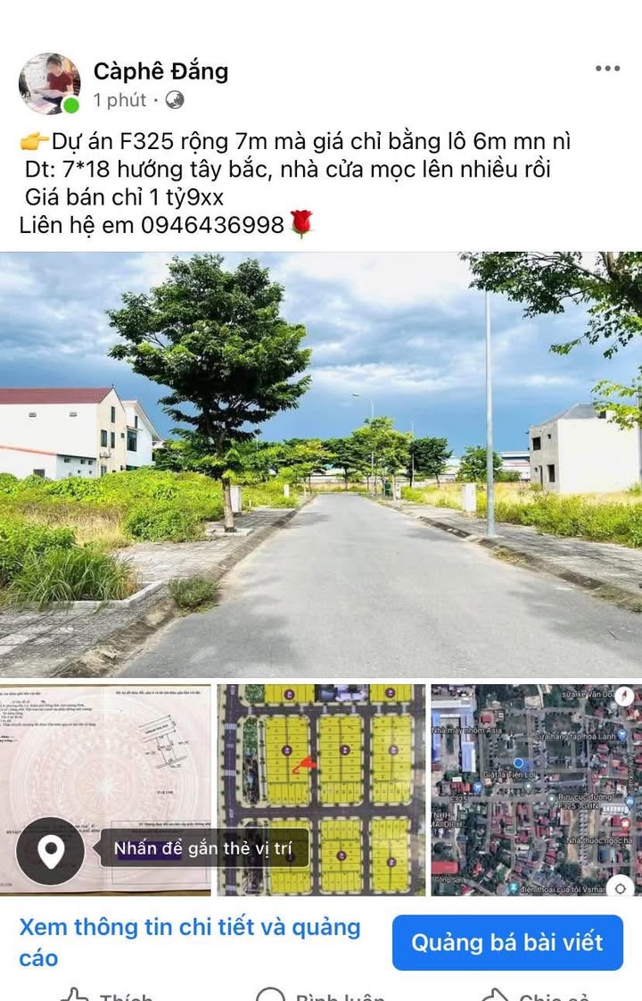 Đất nền dự án F325 Bắc Lý 126m² giá 1.95 tỷ - Cơ hội đầu tư hấp dẫn!