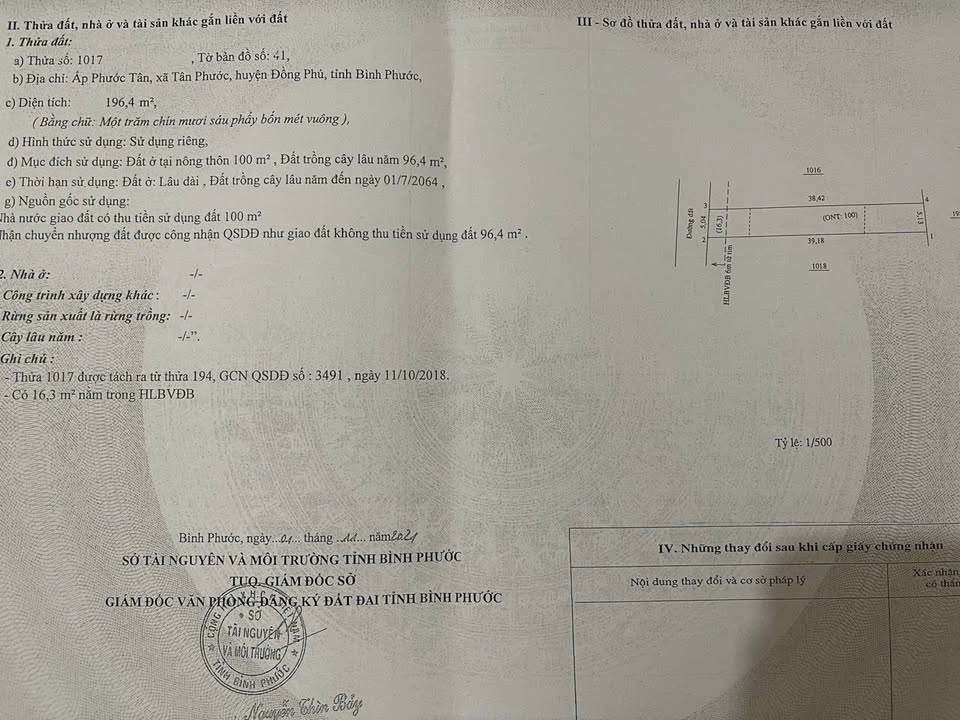 Đất thổ cư Đồng Phú 190m² giá 6xx triệu - Đầu tư sinh lời