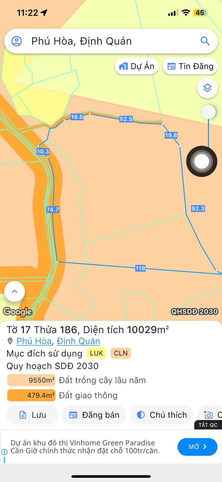 Đất nền 2 mặt tiền Phú Hoà - Định Quán 10,000m² giá 4 tỷ - Cơ hội đầu tư tuyệt vời!