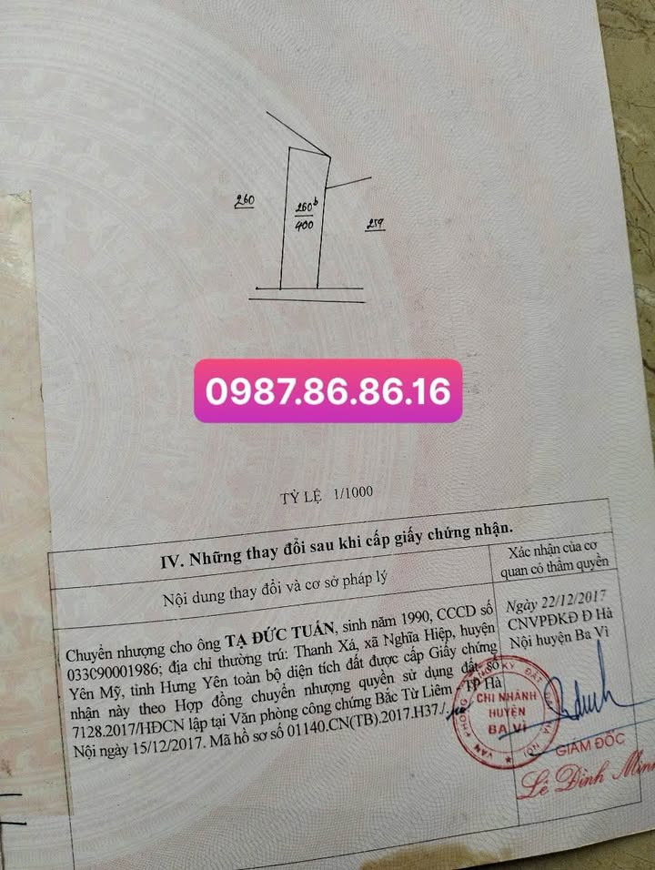 Đất nền Ba Trại - Ba Vì 400m² - Sổ đỏ chính chủ, giá chỉ vài triệu/m²!