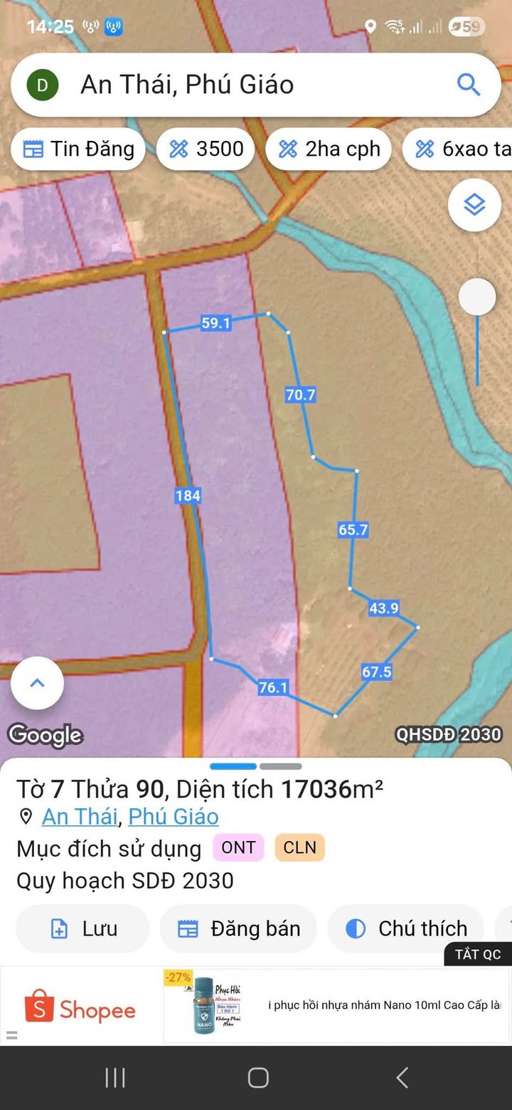 Đất mặt tiền An Thái, Phú Giáo 1.7ha giá 8 tỷ - Cơ hội đầu tư sinh lời!