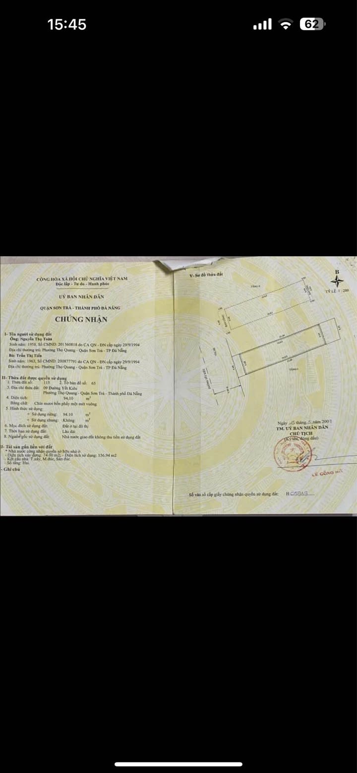 Nhà 2 tầng đường Yết Kiêu, Đà Nẵng 94m² giá chỉ 7.2 tỷ - Sổ hồng chính chủ!