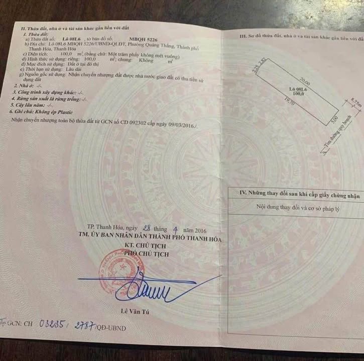 Đất nền Quảng Thắng 100m² giá 2.6 tỷ - Không lỗi phong thủy, sẵn sàng giao dịch!