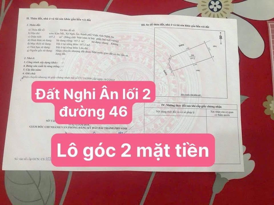 Đất lô góc 2 mặt tiền phường Vinh Phú 107m² giá 2.7 tỷ - Đầu tư sinh lời ngay!