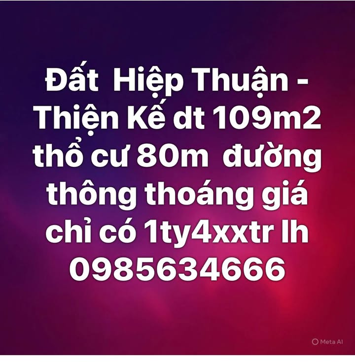 Đất thổ cư Thiện Kế, Bình Xuyên 109m² giá 1.4 tỷ - Đường thông thoáng, sổ hồng chính chủ!