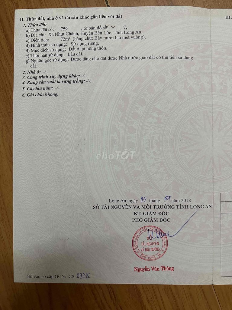 Đất nền KDC Thanh Yến, Bến Lức, 72m² chỉ 1.05 tỷ - Sổ hồng chính chủ!