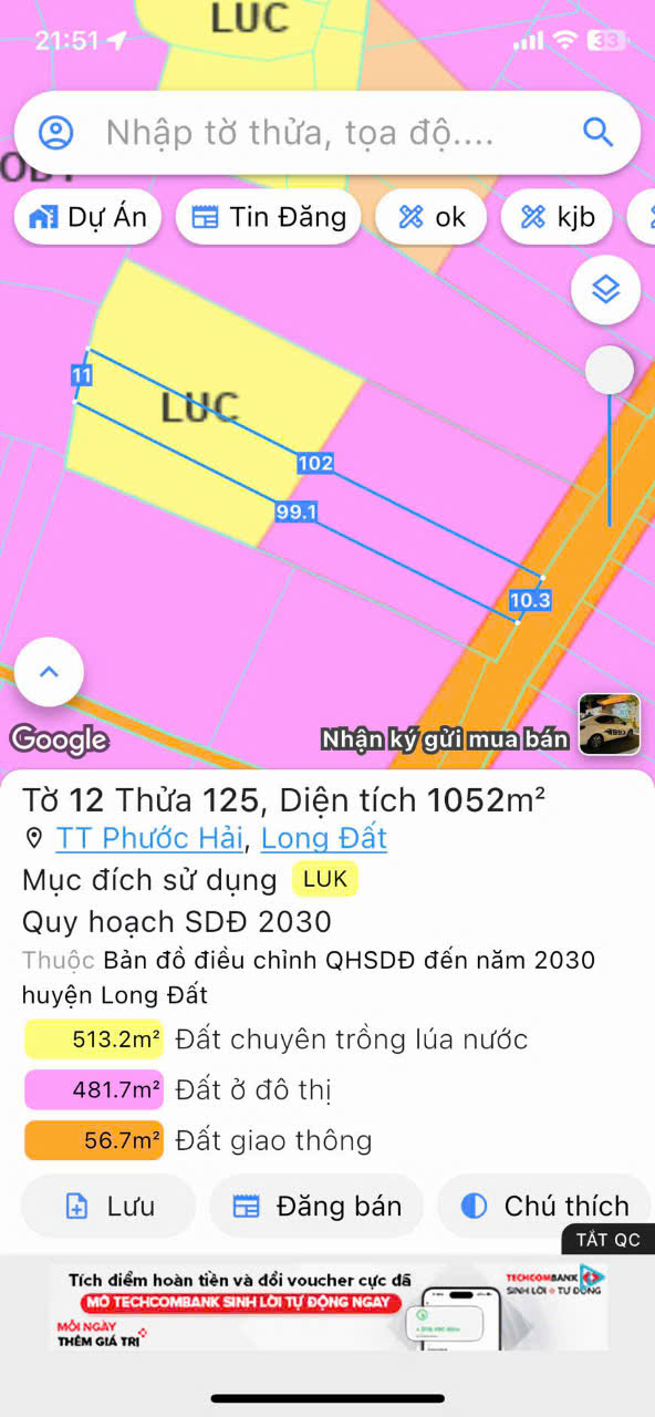 Đất thổ cư 1050m² thị trấn Phước Hải chỉ 3.3 tỷ - Sổ đỏ chính chủ!