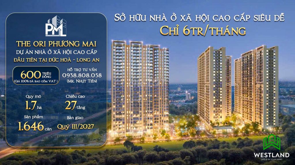 Căn hộ The Ori Phương Mai Đức Hòa 50m² giá 600 triệu - Góp 1% tháng, lãi suất 0%!
