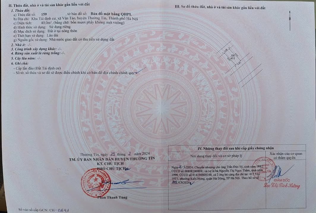 Đất tái định cư Vân Tảo, Thường Tín 40m² giá 4.8 tỷ - Chính chủ cần bán gấp!