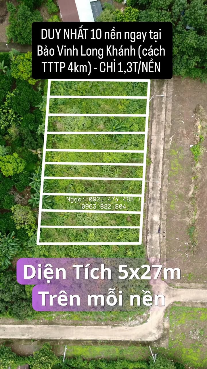 Đất nền Bảo Vinh Long Khánh 135m² chỉ 1.3 tỷ - Vị trí vàng cho đầu tư!