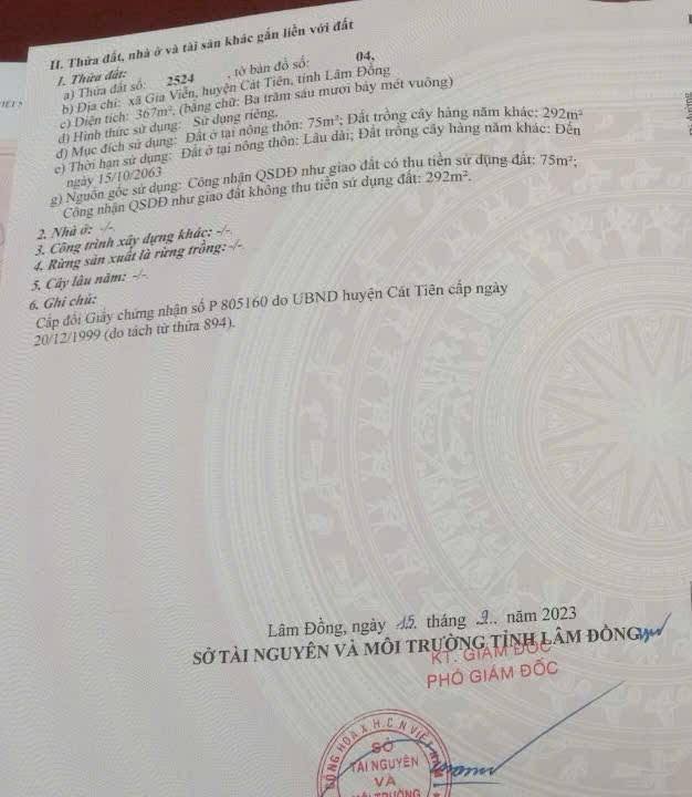 Đất mặt tiền xã Gia Viễn, Cát Tiên 367m² giá 1 tỷ - Vị trí đắc địa, xây dựng ngay!