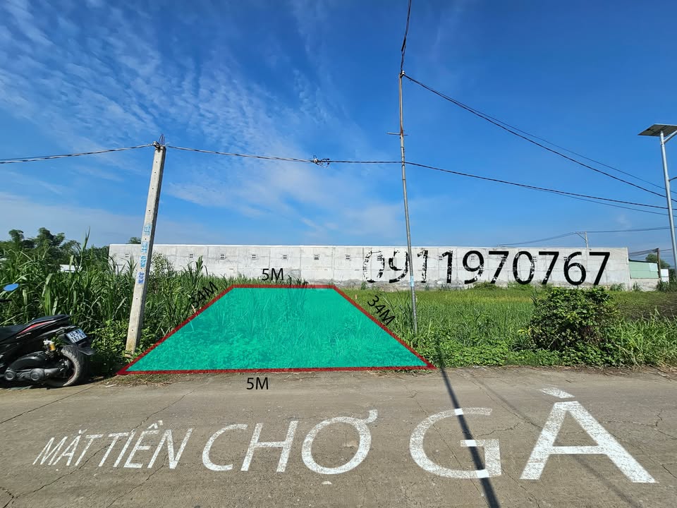 Đất thổ cư mặt tiền đường Chợ Gà, Đức Hòa, 170m² chỉ 1.3 tỷ - Cơ hội đầu tư sinh lời!