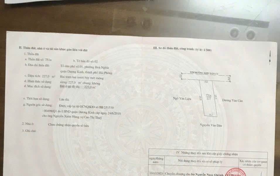 Đất mặt đường Sông He Dương Kinh 227m² giá 6.81 tỷ - Sổ đỏ chính chủ!