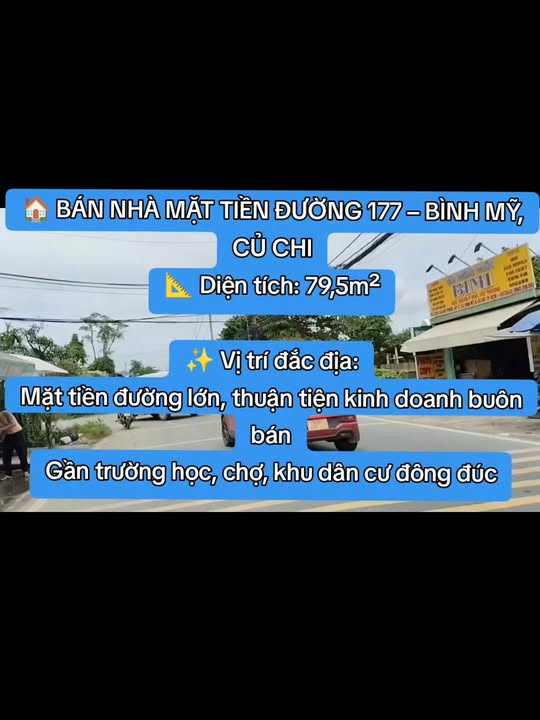 Bán nhà mặt tiền đường 177, xã Bình Mỹ, Củ Chi - Diện tích 80m², thuận tiện kinh doanh!