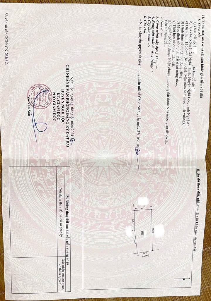 Đất thổ cư Nghi Thịnh 150m² - Chính chủ bán gấp gần Quốc lộ 48E!