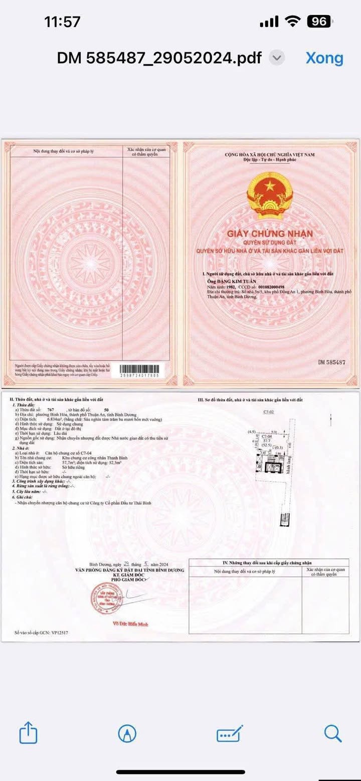 Căn hộ chung cư Thanh Bình Thuận An 58m² giá 1.55 tỷ - View công viên đẹp