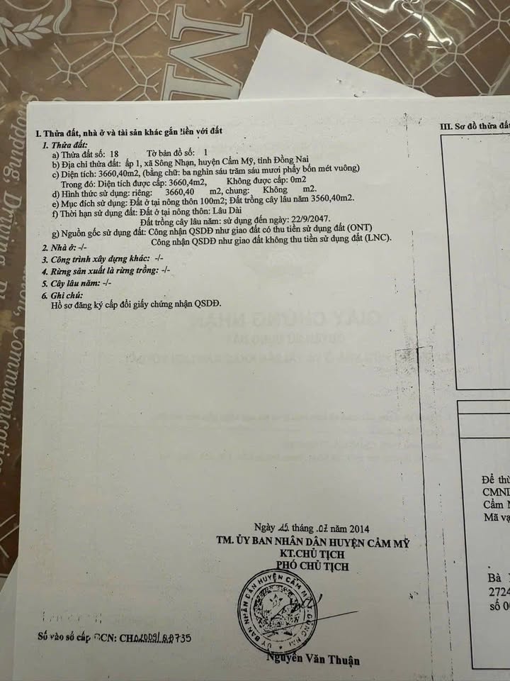 Bán đất thổ cư Sông Nhạn 3660m² giá 4.6 tỷ - Tiềm năng sinh lời lớn!