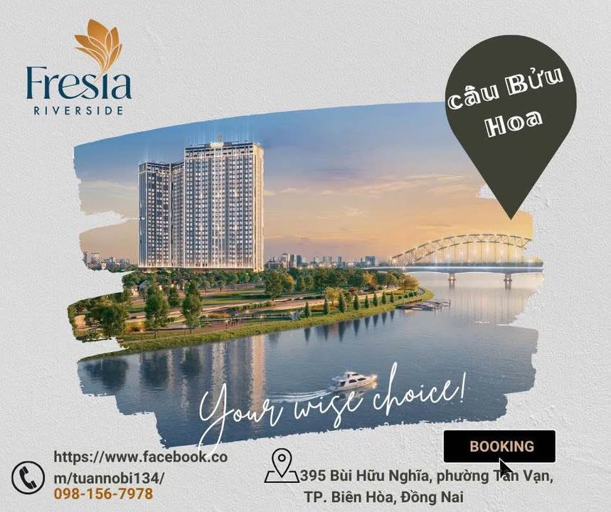 Căn hộ Fresia Riverside Biên Hòa 2PN giá 1.7 tỷ - Sống đẳng cấp bên sông Đồng Nai!