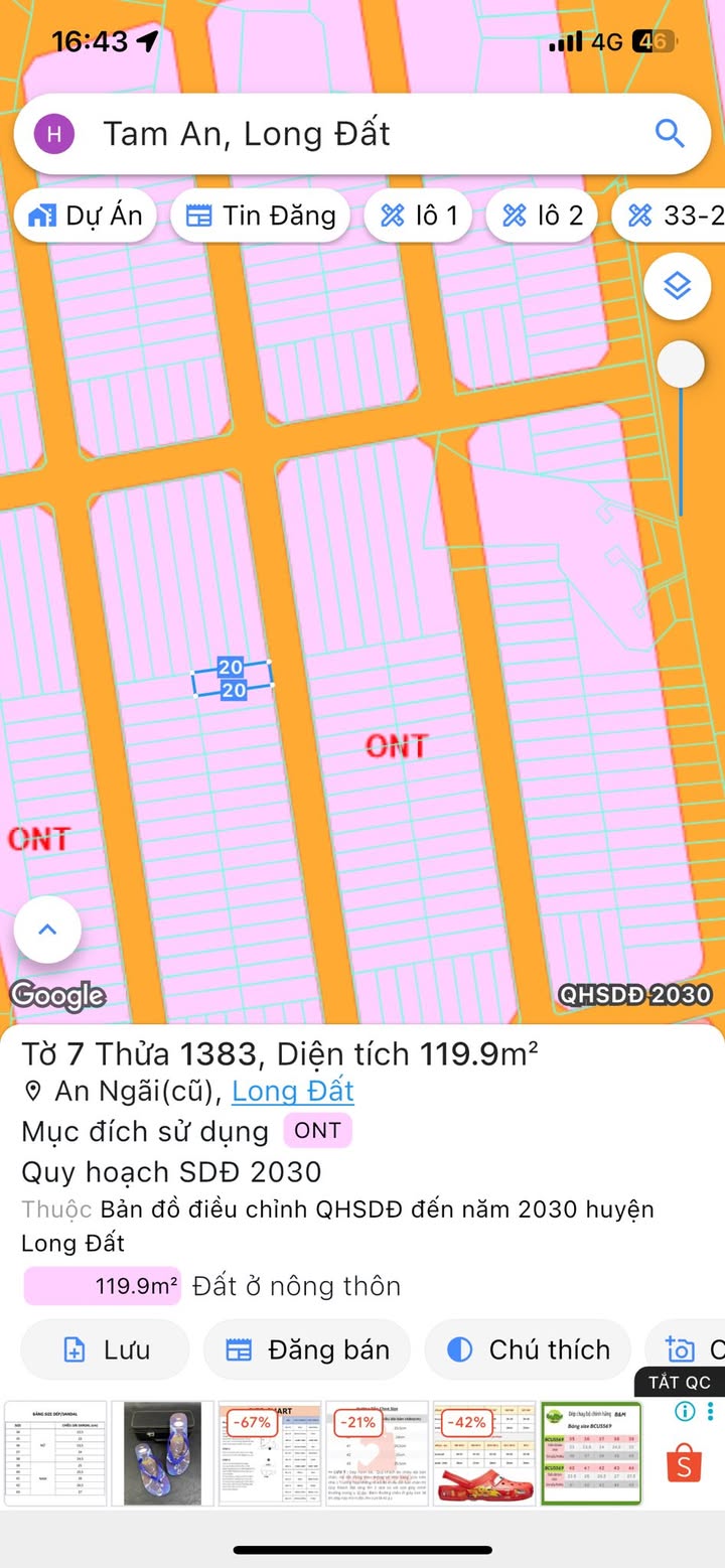 Đất thổ cư An Ngãi 120m² giá 1.1 tỷ - Khu dân cư hiện hữu, gần biển Long Hải!