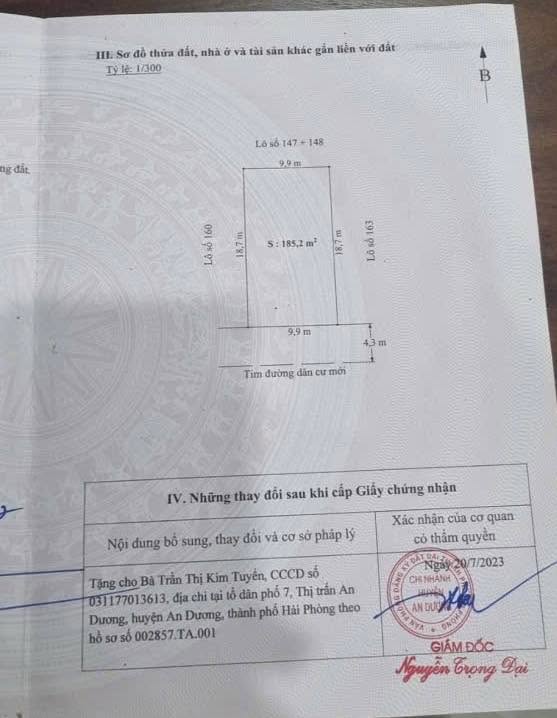 Đất nền An Dương Hải Phòng 185m² giá thỏa thuận - Ô tô đỗ cửa thoải mái!