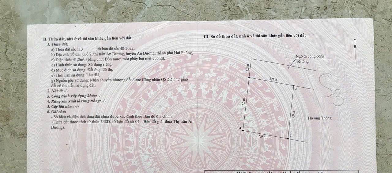 Đất nền 41m² tại thị trấn An Dương - Giá 900 triệu - Đầu tư sinh lời ngay!