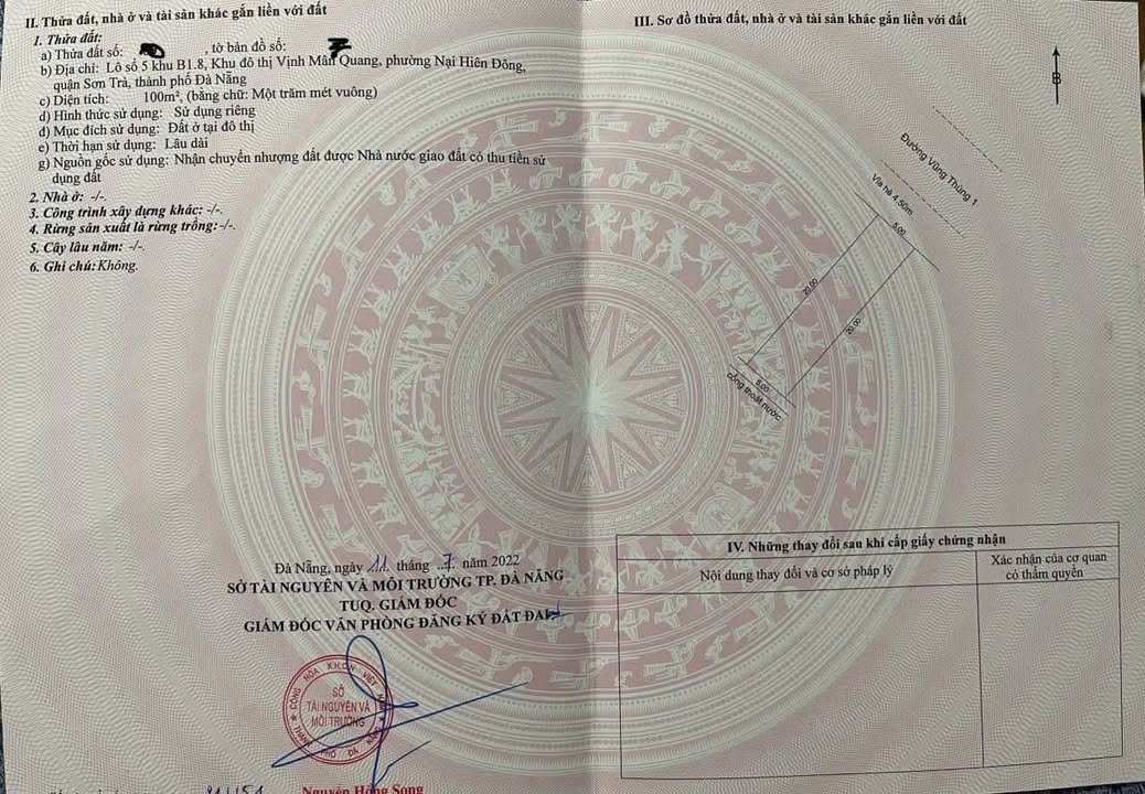 Đất nền đường Vũng Thùng 1, Sơn Trà, Đà Nẵng 100m² giá 5.9 tỷ - Cơ hội đầu tư hấp dẫn!