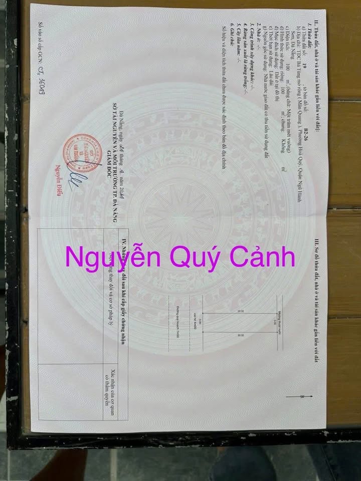 Đất nền Hòa Quý, Ngũ Hành Sơn 100m² giá 3.88 tỷ - Tiềm năng đầu tư sinh lời!