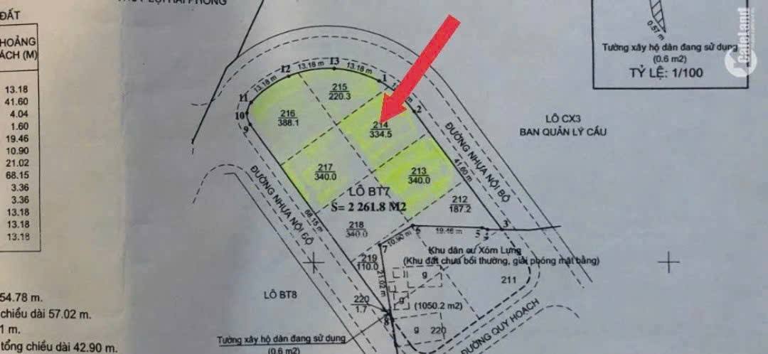 Lô đất Nam Sông Lạch Tray 334m² giá 14.362 tỷ - Vị trí đắc địa tại Hải Phòng!