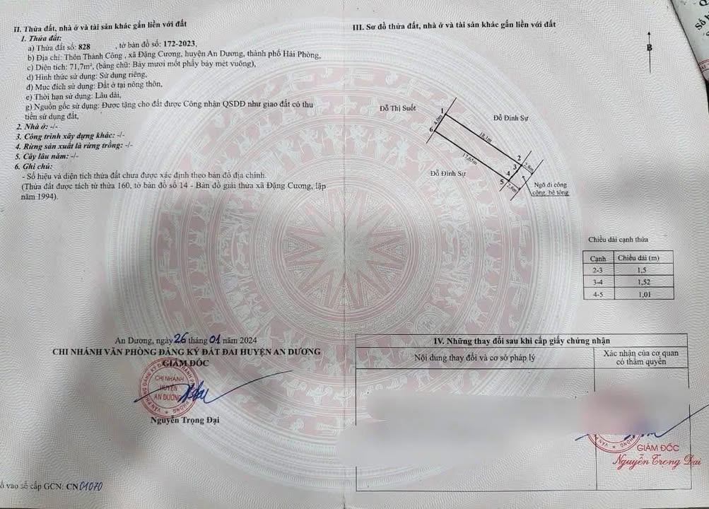 Nhà mặt đường Đặng Cương, quận An Dương, 72m² giá 1.1 tỷ - Đường ô tô vào thoải mái!