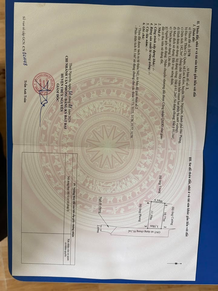 Đất chính chủ Lưu Kiếm, Thủy Nguyên 61m² chỉ 300 triệu - Cơ hội đầu tư tuyệt vời!