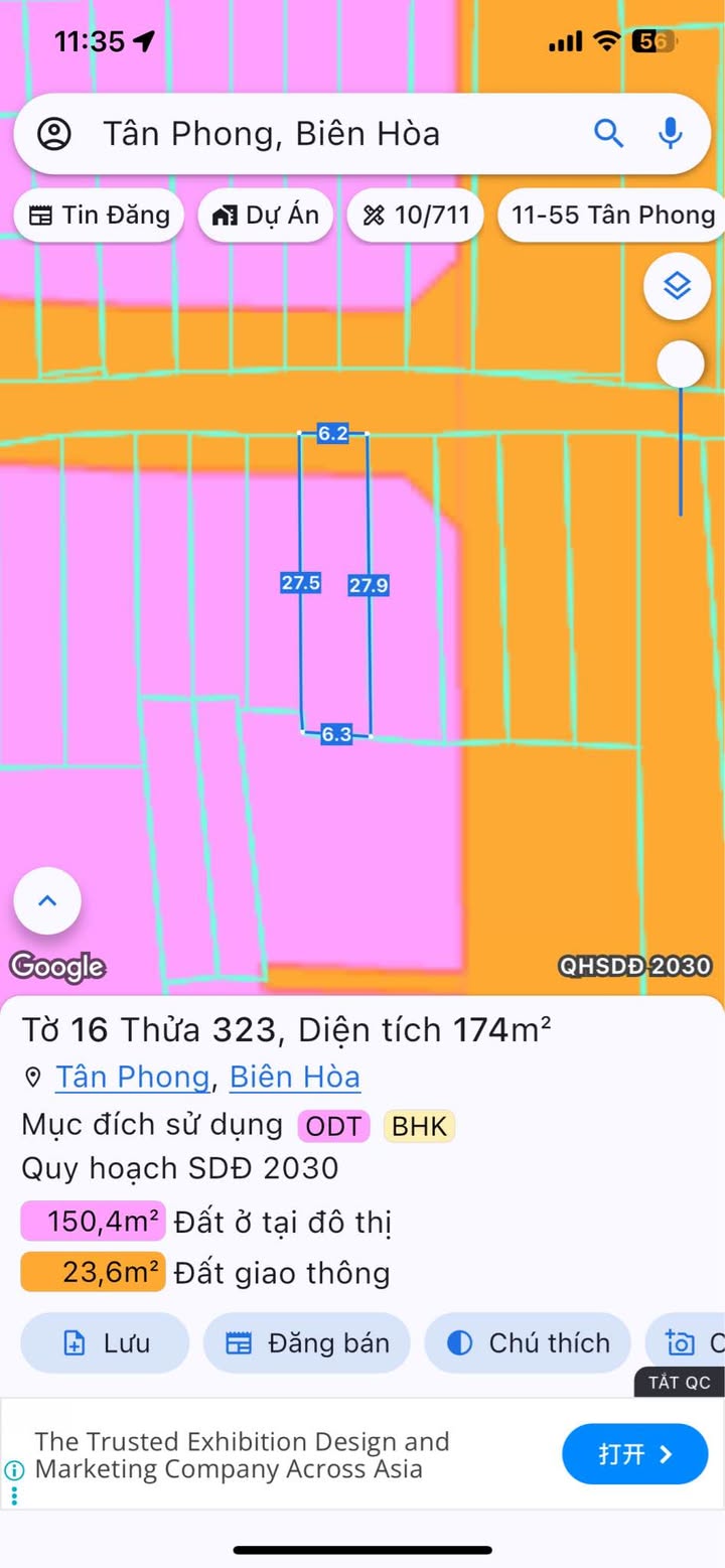 Đất thổ cư Kp9 Tân Phong 176m² giá 3.85 tỷ - Cơ hội đầu tư hấp dẫn!