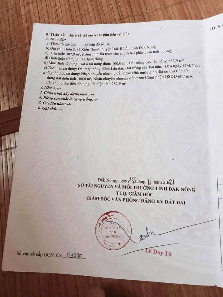 Đất nền xã Kiến Thành, Đắk R'Lấp 396m² giá 935 triệu - Mặt đường bê tông thuận lợi!