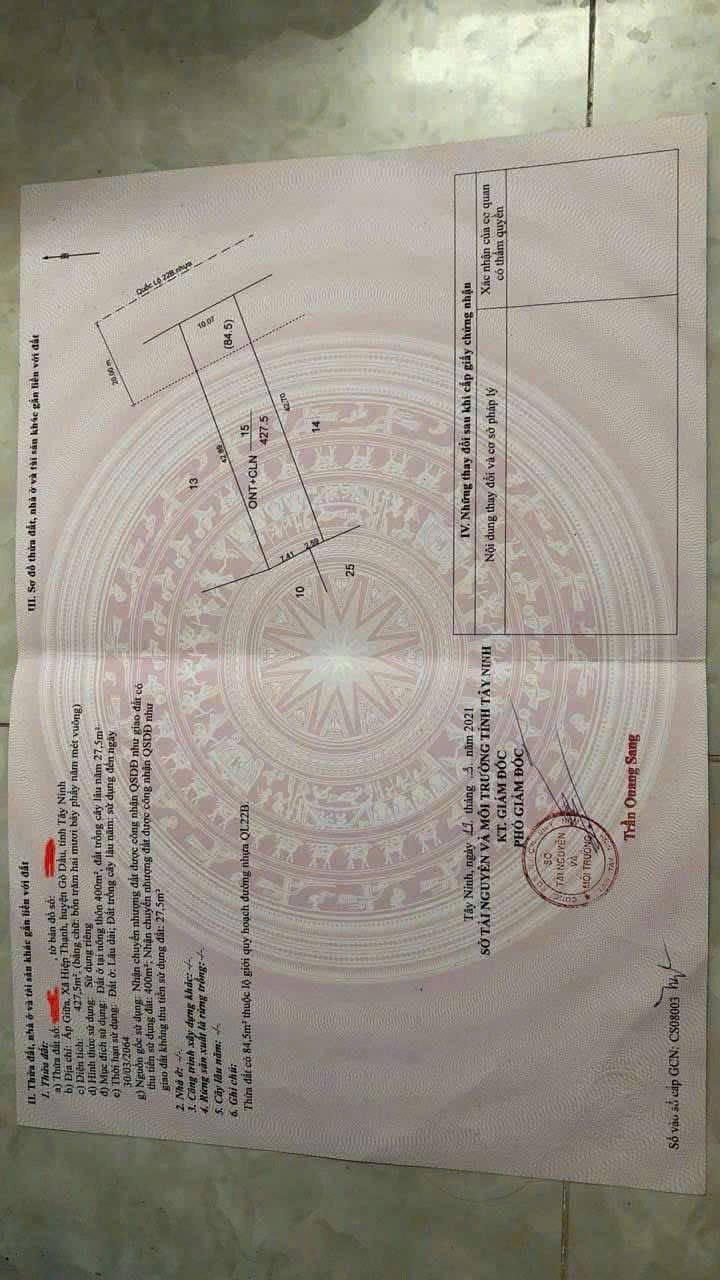 Bán lô đất 420m² mặt tiền Quốc lộ 22B, Gò Dầu - Tiềm năng phát triển cao!