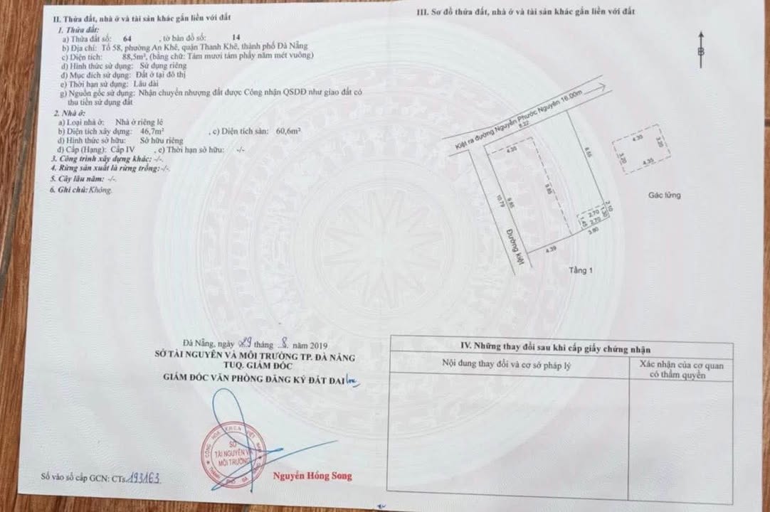 Bán Lô Đất Kiệt Nguyễn Phước Nguyên Đà Nẵng 88.5m² giá 3.35 tỷ - Nhà Cấp 4 cho thuê ngay!