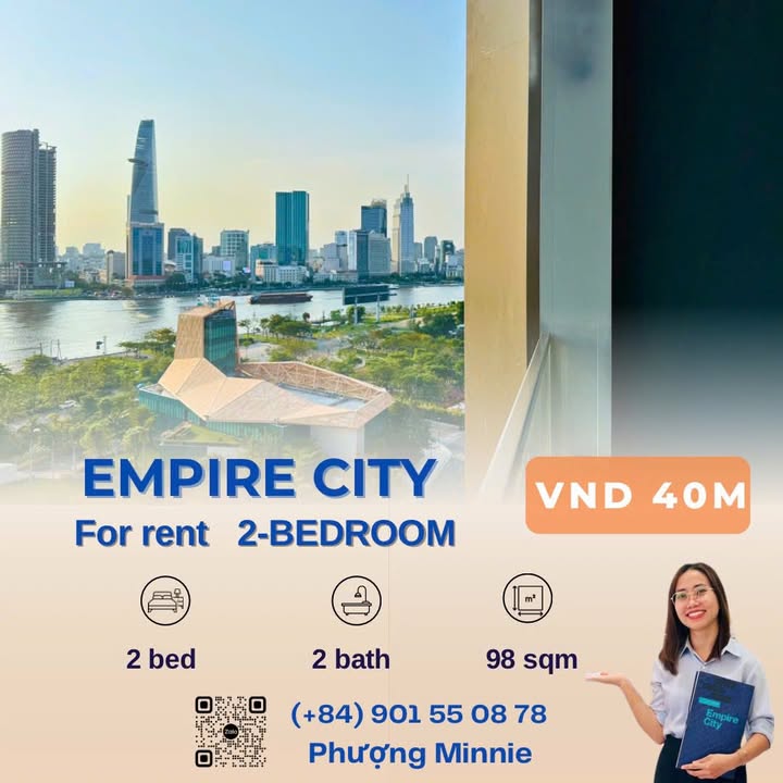 Căn hộ Empire City Thủ Thiêm 98m² giá 40 triệu - View sông tuyệt đẹp!