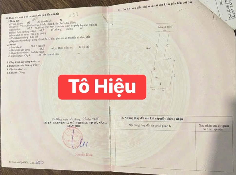 Đất kiệt ô tô Tô Hiệu, Hòa Minh 163.2m² giá 4.49 tỷ - Cơ hội đầu tư tuyệt vời!